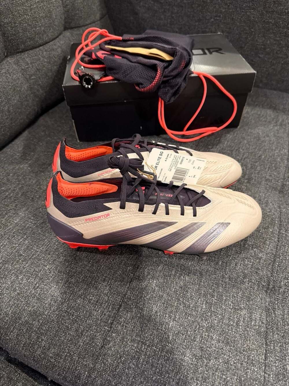 adidas Predator Elite SG Soccer Cleats ID0913 Pearl Met Carbon - 8.5M